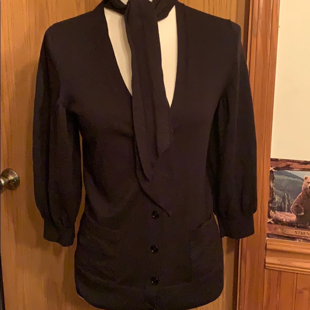 Michael Kors medium black tie neck sweater